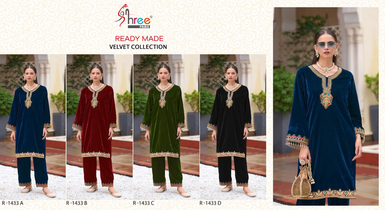 R 1433 Shree Velvet Cord Set Winter Wear Top With Bottom Wholesale Shop In Surat